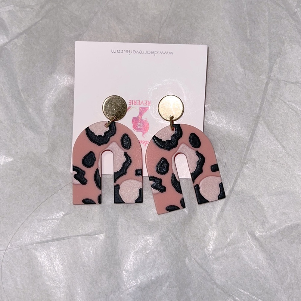Pink animal print earrings